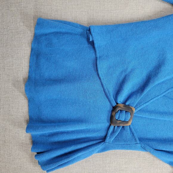 Zozo Womens Sweater Size S Blue Wrap Cross Over V-neck Knit Long Sleeve Stretch - Picture 4 of 8